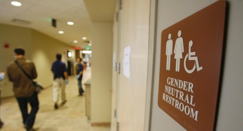 **ADVANCE FOR SUNDAY AUG. 26**A sign marks the entrance to a gender neutral restroom at the University of Vermont in Burlington, Vt., Thursday, Aug. 23, 2007. (AP Photo/Toby Talbot)